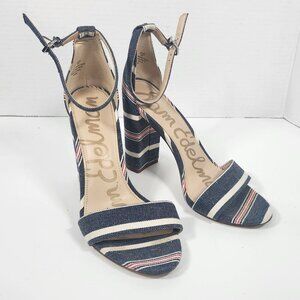 Sam Edelman Yaro Striped Block Heel Blue Size 7